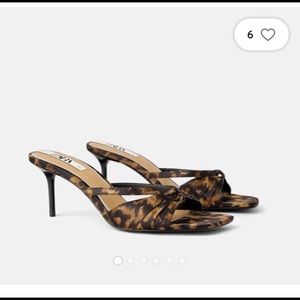 Zara | Satin Leopard Print Heeled Sandals Size 38